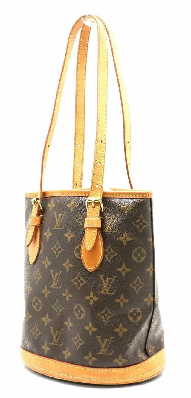 Louis Vuitton Monogram Bucket Tote s Shoulder Clutch Bag Brown